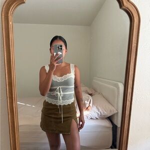 🛑SOLD🛑BDG Brown A-line Mini Skirt with Slit